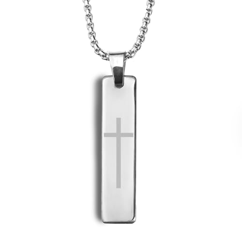 Image of Mesmerize Spiritual Mini Tag Stainless Steel Necklaces for Men | Locket and Pendant Necklace for Men and Guys | Necklace with Chain in Black and Silver | 6-Month Warranty.