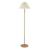 GLOBE Electric 61000053 62' Floor Lamp, Wood-Toned Finish, Pleated Fabric Shade, Pull Chain Switch, Reading Light, E26 Base, Modern Classic Lighting for Living Rooms and Bedrooms