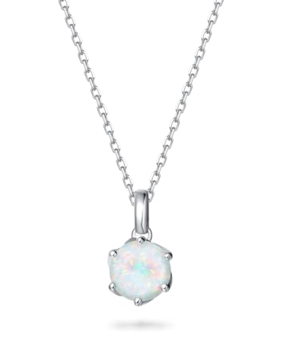 FANCIME 14K Solid White Gold Opal...