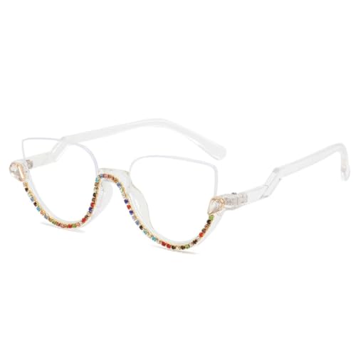 Lunettes œil de chat luxe pour femme monture demi-cerclée cristal chic
