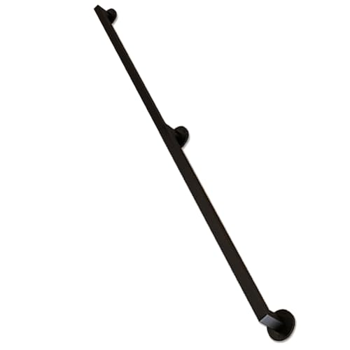 Pasamanos de tubo de hierro industrial – 3 pies antideslizante para escalera barandilla de montaje en pared, kit de soporte de balaustrada de hierro forjado negro para un acceso seguro y decoración