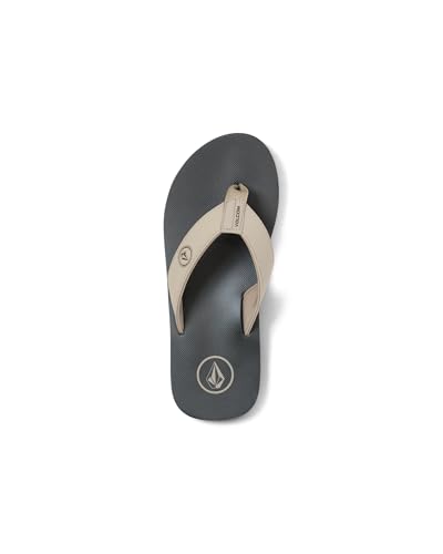 Image of Volcom Men's Daycation Flip Flop Sandal - Soft Brushed Recliner Comfort Foam Footbed, Black /Black, 8