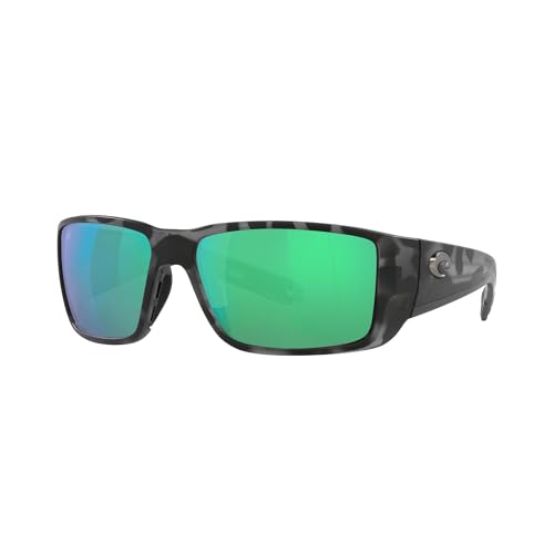 Costa Del Mar Men's Blackfin Pro Polarized Rectangular Sunglasses, Tiger Shark/Green Mirrored Polarized-580G, 60 mm, Tiger Shark/Green Mirrored Polarized-580g, 60 mm