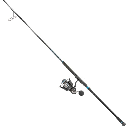 Quantum Benchmark Spinning Reel and Fishing Rod Combo, 8-Foot 2-Piece Med-Heavy Power Mod-Fast Action, Graphite Blank, Size 5000 Reel, 5.6:1 Gear Ratio