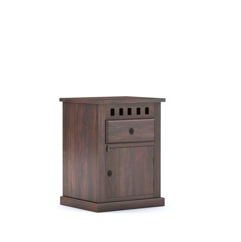 Image of SONA ART & CRAFTS Kuber Solid Sheesham Wood Bedroom Set | King Size Bed with Box Storage, Wardrobe, Dressing Table & Two Bedside Tables - Walnut Finish (Assembly Included)