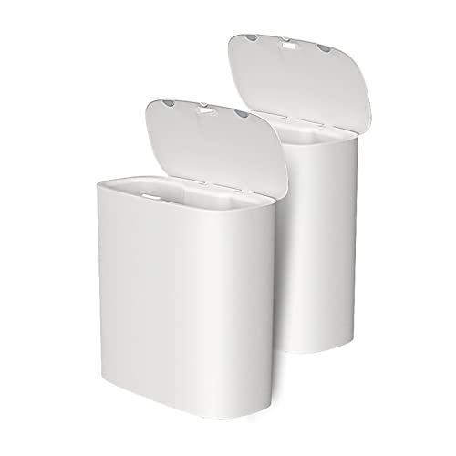 Poubelle de salle de bain automatique 10L blanche capteur lot de 2