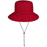Seeberger Sympatex - Sombrero de pescador con cinta para la barbilla, sombrero de tela, para la lluvia, para exteriores, para hombre y mujer, otoño, invierno, rojo, S