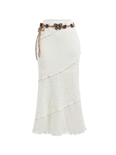 Women's Summer Colorblock Skirt for with Belt Going Out Outfits