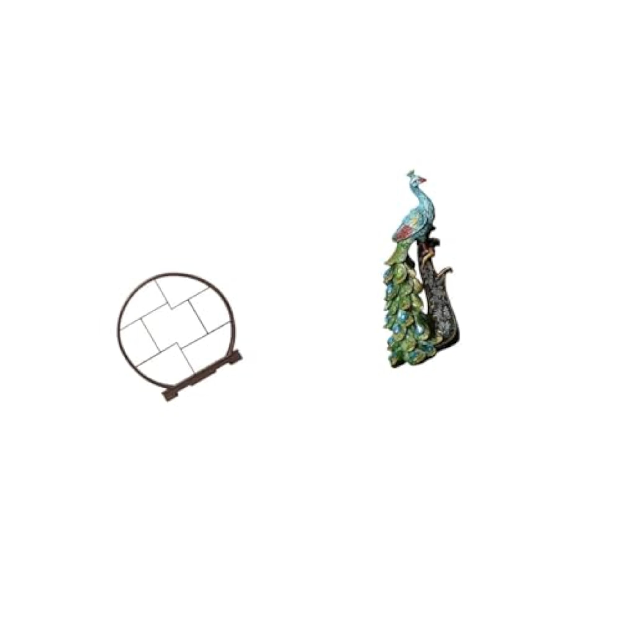 Wood Display Stand Peacock Statue Home Décor Organizer