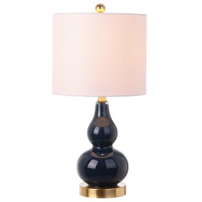 JONATHAN Y Anya Gourd Glass Table Lamp 20.5 Mercury Silver Set of 2 | Modern White Linen Drum Shade Bedside Nightstand LED Bulbs Included Chrome Metal Base product thumbnail 10
