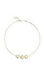 GUESS Collar de corazón pavé para mujer, collar dorado de acero inoxidable con colgante de corazón de cristal