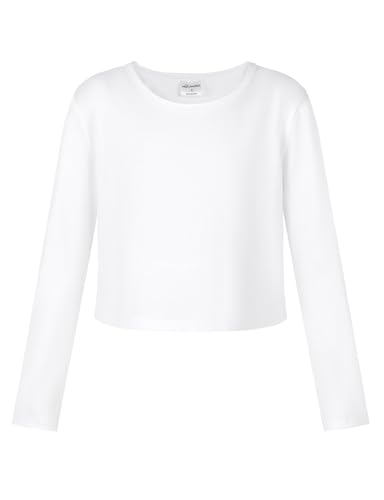 Noomelfish Girls Long Sleeve Crop Tops Kids Cute Dance Cropped T-Shirts (5-14 Years) (5-12 Years)