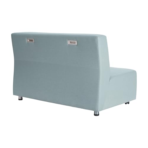 Image of Factory Direct Partners FDP Pro Series Upholstered Armless Mobile Sofa with Locking Casters for Portability Commercial Seating for Hotel Lobby, Office, Restaurant, Waiting Room, Home - Sky Blue