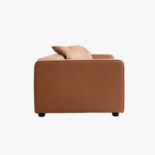 Acanva Luxury Mid-Century Modern 3-Seater Lounge Sofa With Extra-Wide Armrest Seat For Living Room Apartment Dorm Bedroom Office, Vegan Leather Couch, Brown #TOP4