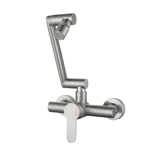 Grifo mezclador de acero inoxidable cepillado con diseño minimalista de pared y giro 360 2