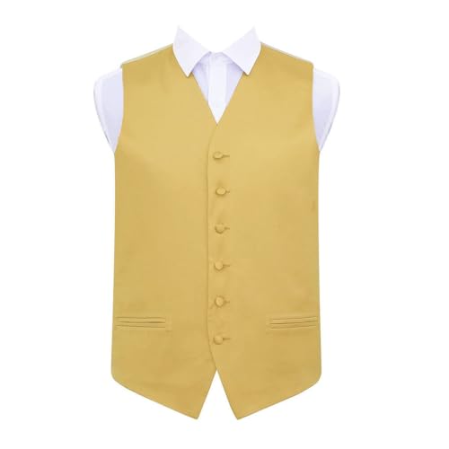 Gilet de mariage en satin uni doré DQT pour homme 91,4 cm