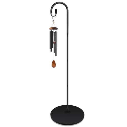 JETTIFY 63 Inch Shepherds Hooks for Outdoor Indoor with Round Base Stand Adjustable Shepherds Hook for Bird Feeder Lanterns Wind Chime in Patio Garden