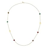 YMYDRCRPO Collar de aleación con cuentas retro de acero inoxidable redondo piedra natural apilable chapada en oro para mujeres joyería de moda Regalos ajustables para damas niñas y chicos