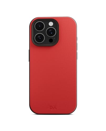 Image of DailyObjects Leatherite Case for iPhone 14 Pro Compatible with MagSafe Wireless Charging | Crimson-Grey Hybrid Magnetic Back Cover