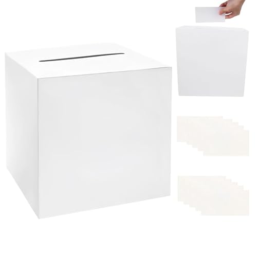 Makoto Nobu Weiß Kartenbox Hochzeit, Kartenbox Hochzeitsbox, Hochzeit Geschenkbox, mit 10 Stück Grußkarten 22 X 22cm Hochzeitsbox, Glückwunschkartenbox, Geldbox, für Hochzeitsempfänge Partydeko Makoto Nobu Weiß Kartenbox Hochzeit, Kartenbox Hochzeitsbox, Hochzeit Geschenkbox, mit 10 Stück Grußkarten 22 X 22cm Hochzeitsbox, Glückwunschkartenbox, Geldbox, für Hochzeitsempfänge Partydeko