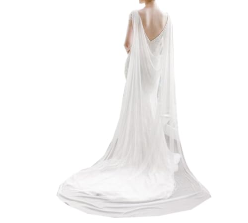 UATULT Long châle de mariage pour femme - Cape de cathédrale - Châle de soirée - Capes de mariée, ivoire, taille unique