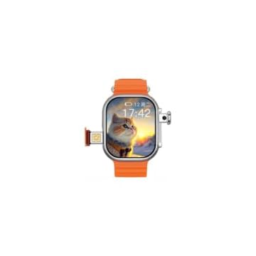 Smartwatch Hw Ultra 2 5G, Câmera, Chip WiFi, 2GB RAM, 16GB, Capa Laranja para Apple Watch Series 3 4 5 6 7 8 XL