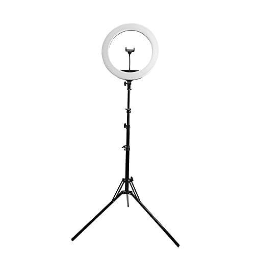 Greika RING LIGHT 18' COM SUPORTE PARA 01 SMARTFONE E TRIPÉ DE ILUMINAÇÃO, CL-18 COM TRIPÉ, PRETO