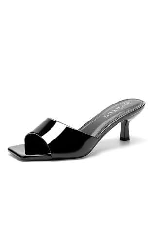 XHYUS Women's Slip On Square Toe 2.3inch Kitten Heel Wedding Mule Sandals - image 1