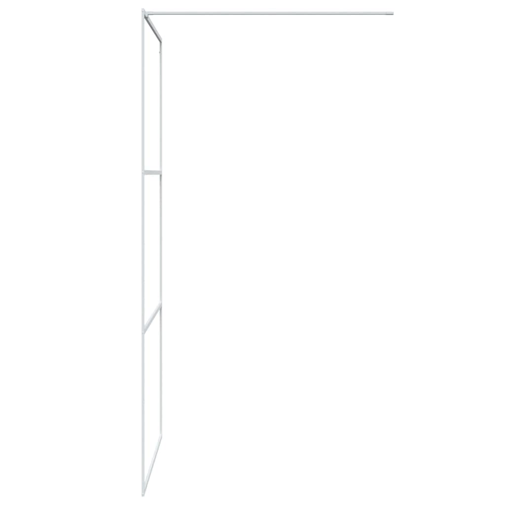 Parete doccia per doccia a pavimento, bianco, 100 x 195 cm, in vetro ESG trasparente, con telaio in alluminio