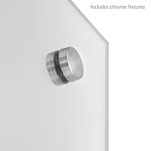 Maison & White Frameless Rectangle Mirror - 450mm x 300mm | Hanging Bathroom Mirror | Fixings & Chrome Caps Included