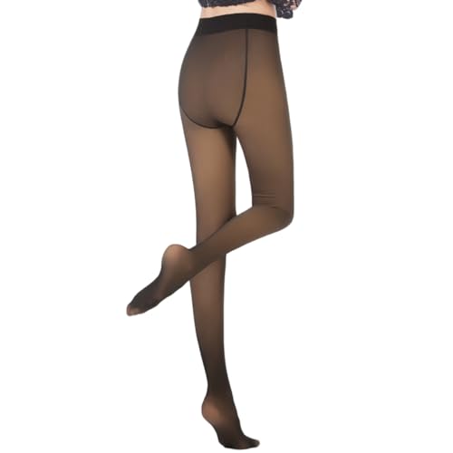 GTETKDE Women Warm Fleece Translucent Pantyhose Tights, Fake Translucent Fleece Winter Thermal Pantyhose for Women