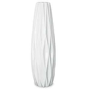 12Inch Tall Vase White Ceramic Flower Vase,Home Decor White Vase for Pampas Grass,Modern Textured Vases for Living Room Decorations,Table Centerpieces,Shelf,Farmhouse Small Ceramic Vase