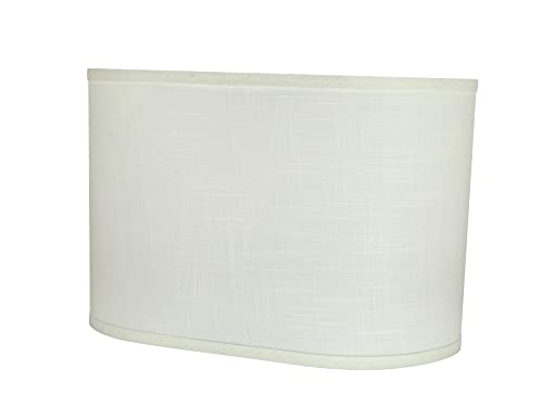Image of Aspen Creative 37051A Transitional Oval Hardback Shaped Spider Construction Lamp Shade in Off-White Linen Fabric, 16 1 /2 inch wide (9 1 /2 inch + 16 1 /2 inch) x (9 1 /2 inch +x 16 1 /2 inch) x 11 inch