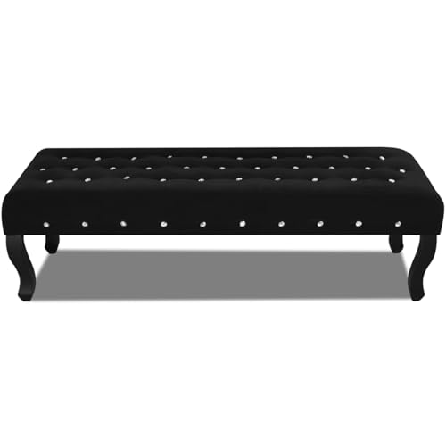 Banc en velours noir capitonné de cristaux haut de gamme