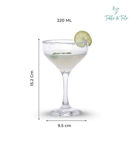 Image of Table & Tale Mistic 220 ml Coupe Set of 2 from Brazil | Crystal Red & White Wine Glasses for Home, Bar, Parties | Elegant Stemware for Cabernet, Pinot Noir, Chardonnay & More
