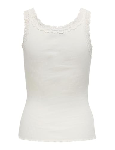 ONLY Onlsara Sharai Encaje Tank Top JRS Noos Basic sin Mangas Camiseta sin Mangas con Cuello Redondo y Detalle de Encaje, Cloud Dancer, M