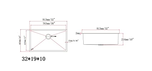 Homfan 32 Inch Kitchen Sink For Single Bowl,Undermount Kitchen Sink Stainless Steel Sink 16 Gauge Kitchen Sinks With Accessories, Easy Drain And Low Noise 32" X19" X10" (Brushed Nickel) #TOP2