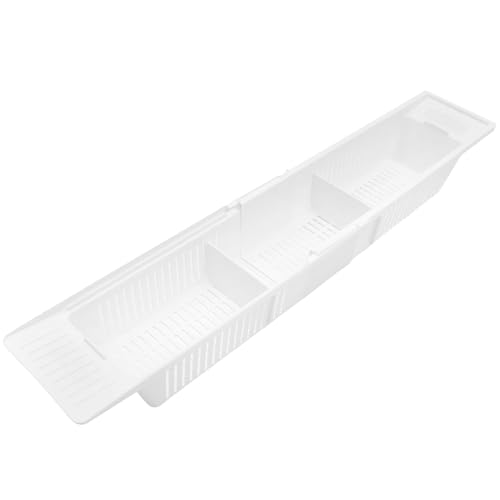 ANDRESLAD Estante para Bañera Retráctil Antideslizante Soporte para Juguetes y Artículos de Baño Amplio Espacio Seguro Fácil Instalación para Baño y Lavamanos Color Blanco