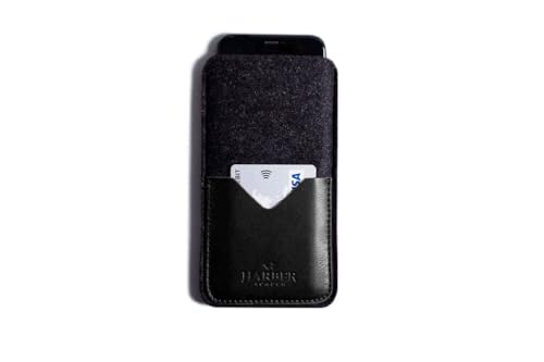 Harber London Black Edition - Cartera de piel para smartphone (iPhone 12 Pro Max, Negro)