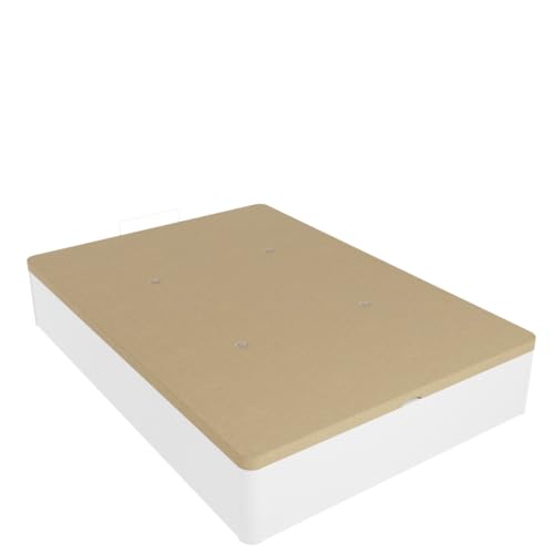 Mobelcenter, Canapé Premium con Uñero y 4 Esquinas Curvas, Arcón de Gran Capacidad de 30 mm de Grosor, Tapa Tapizada 3D Transpirable en Color Beige con 4 aireadores (Blanco, 135x190) (1557)