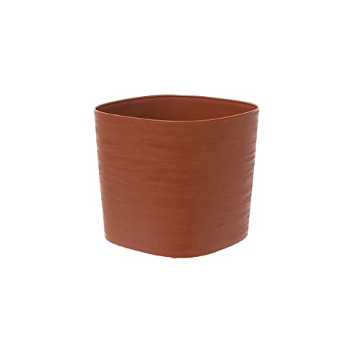 SMPLY. | Pot de fleurs carré en plastique recyclé | Taille 19 x 17 | Idéal pour balcons, terrasses et jardins | Style moderne (Terracotta)