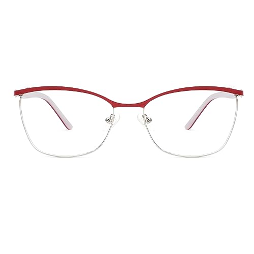 Image of Zeelool Chic Browline Glasses Women's Metal Eyewear Rectangle Blue Light Blocking Eyeglasses Computer Glasses ZGM232227