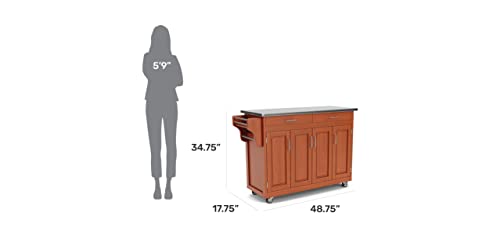Home Styles Mobile Create-A-Cart Cottage Oak Finish Four Door Cabinet Kitchen Cart With Stainless Steel Top, Adjustable Shelving #TOP4