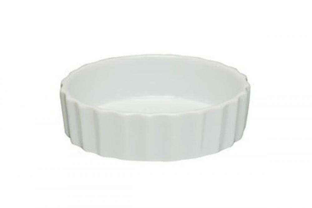 TRTO White Color Ceramic 12.5cm Quiche Pie Fluted Baking Dish Easy to Use (6Pcs)