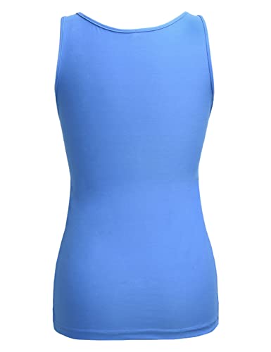 Prettyguide Women Shimmer Glam Sequin Embellished Sparkle Tank Top Vest Tops ,Lake Blue,Us Size -Medium, Asian Size- L #TOP4