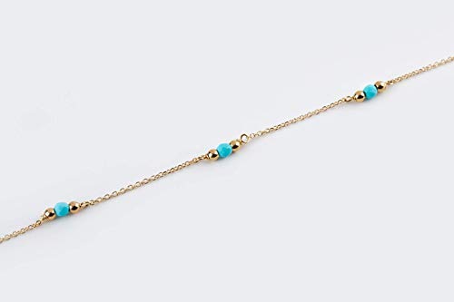 Elegant jewel box Eveyday turquoise bracelet for women, Turquoise evil eye bracelet in solid gold 9k,14k,&18k, Boho bracelet