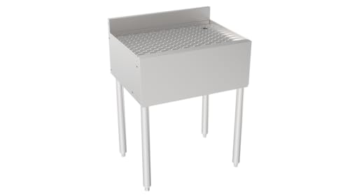 Krowne 18-GS24 Silver Series Drainboard, 24"W x 18.5"D, Embossed drainboard top, 3” H backsplash, 1" Drain, Durable Stainless Steel Construction, 1-5/8” Tubular Legs with Gray Plastic Bullet feet