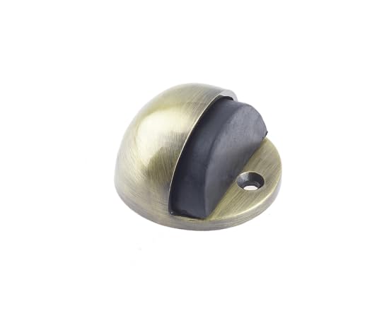 Kooples Hardware Oval Floor Mounted Door Stop – Contemporary Door Stopper with Rubber Buffer – Low Profile Floor Fix Door Stop with Fixings Included (Antique Brass)