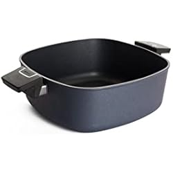 Cacerolas Woll Woll Diamond Lite - Cacerola cuadrada, 28 x 28 cm, 10,5 cm de alto, 6 litros, con 2 asas laterales, apta para vitrocerámica, gas, eléctrica, halógena, no apta para inducción, aluminio fundido, apto