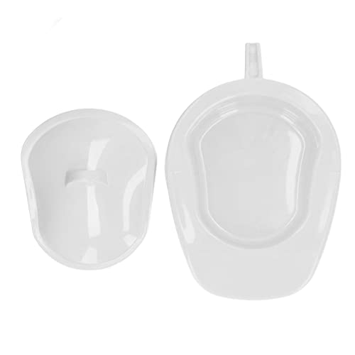 Bassin de Lit en PP, Bassin de Lit avec Couvercle Ménage Portable Lisse pour Patient âgé avec Poignée de Couvercle pour Femme Enceinte(Blanc)